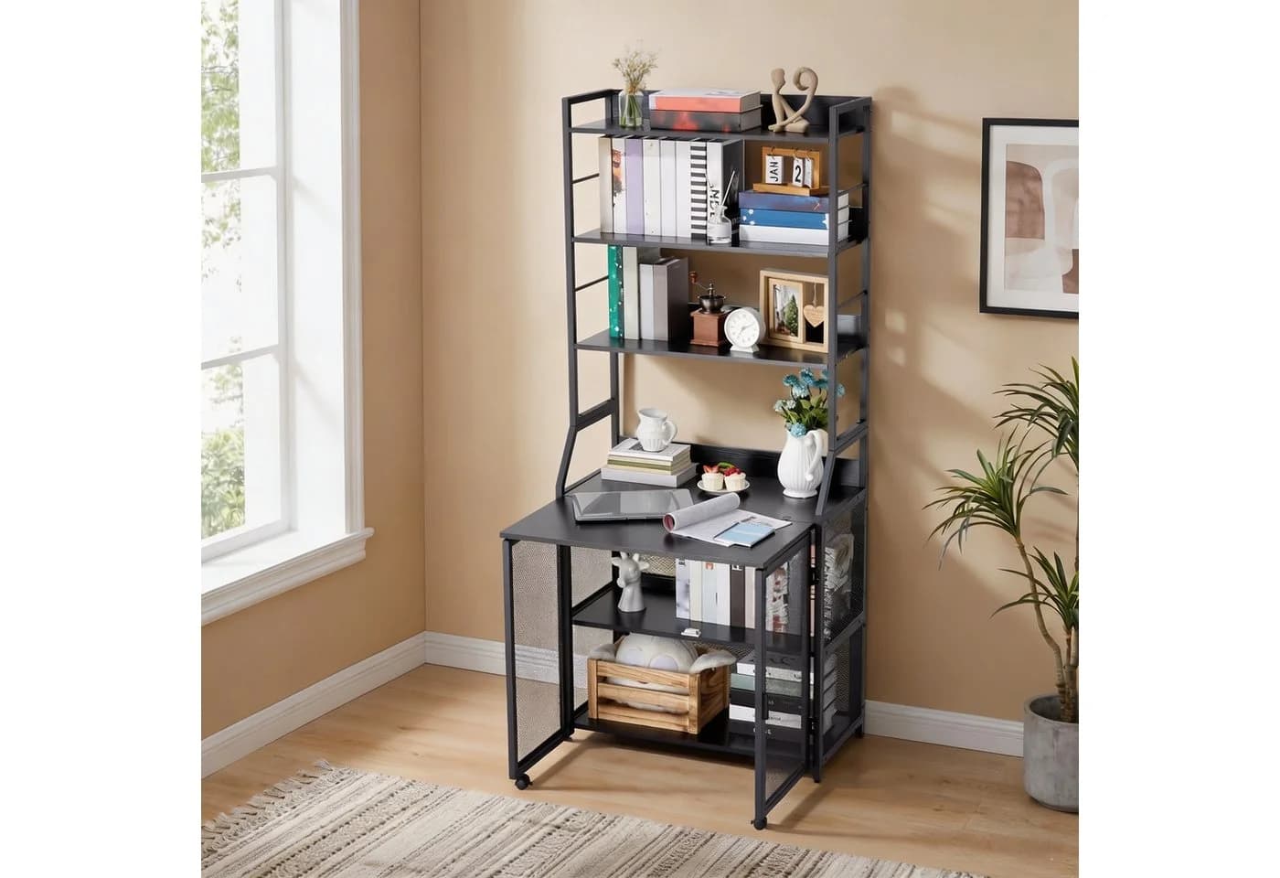 GarveeMore Regal-Schreibtisch 2-in-1 mit Kippschutz und Schranktür - Bild 2