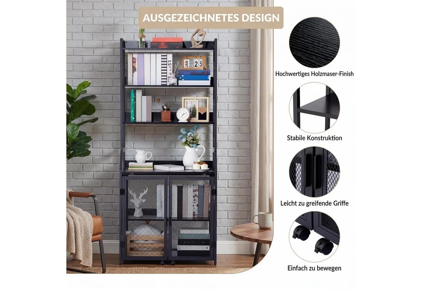 GarveeMore Regal-Schreibtisch 2-in-1 mit Kippschutz und Schranktür - Bild 5