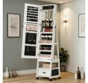 GarveeMore Schmuckschrank mit Ganzkörperspiegel & LED-Licht Weiß Bild 2