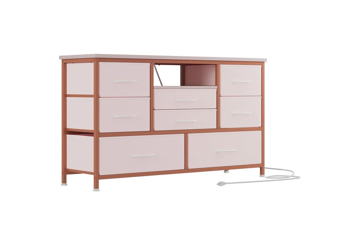 GarveeMore TV-Schrank Sideboard mit 8 Schubladen, RGB-LED & Steckdose Rosa - Bild 2