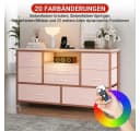 GarveeMore TV-Schrank Sideboard mit 8 Schubladen, RGB-LED & Steckdose Rosa Bild 5