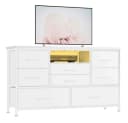 GarveeMore TV-Schrank Sideboard mit 8 Schubladen, LED & Steckdosen Weiß Bild 2
