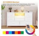 GarveeMore TV-Schrank Sideboard mit 8 Schubladen, LED & Steckdosen Weiß Bild 5