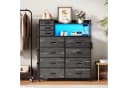 GarveeMore Kommode Schwarz mit 11 Schubladen, USB & LED Bild 3