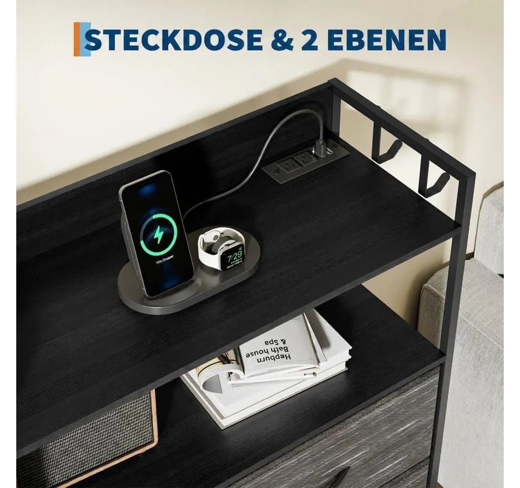 GarveeMore Kommode Schwarz mit 11 Schubladen, USB & LED - Bild 5