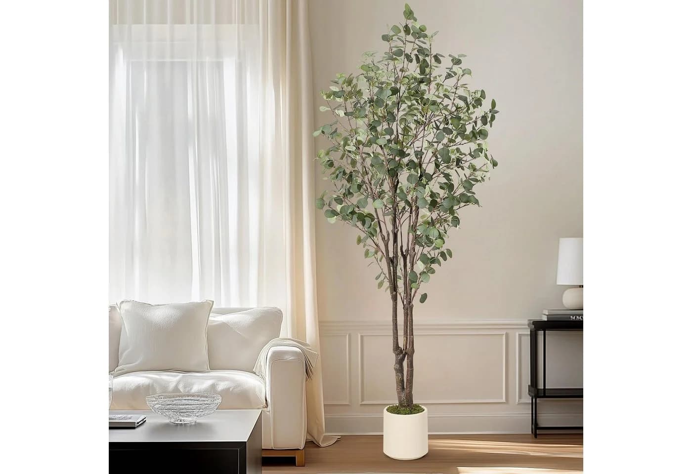 GarveeMore Kunstbaum Eukalyptus mit LED Licht Fernbedienung 180 cm