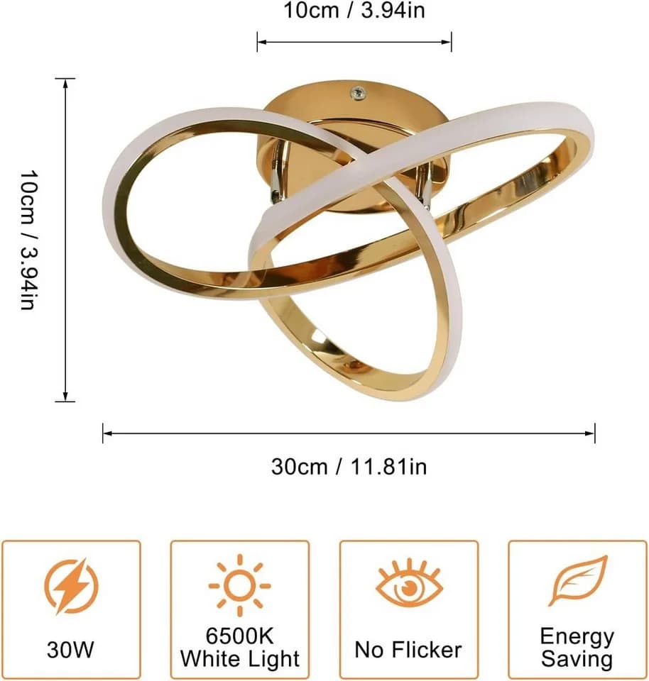 Riserva LED Deckenleuchte Kleeblatt Design Gold 30cm 30W - Bild 3