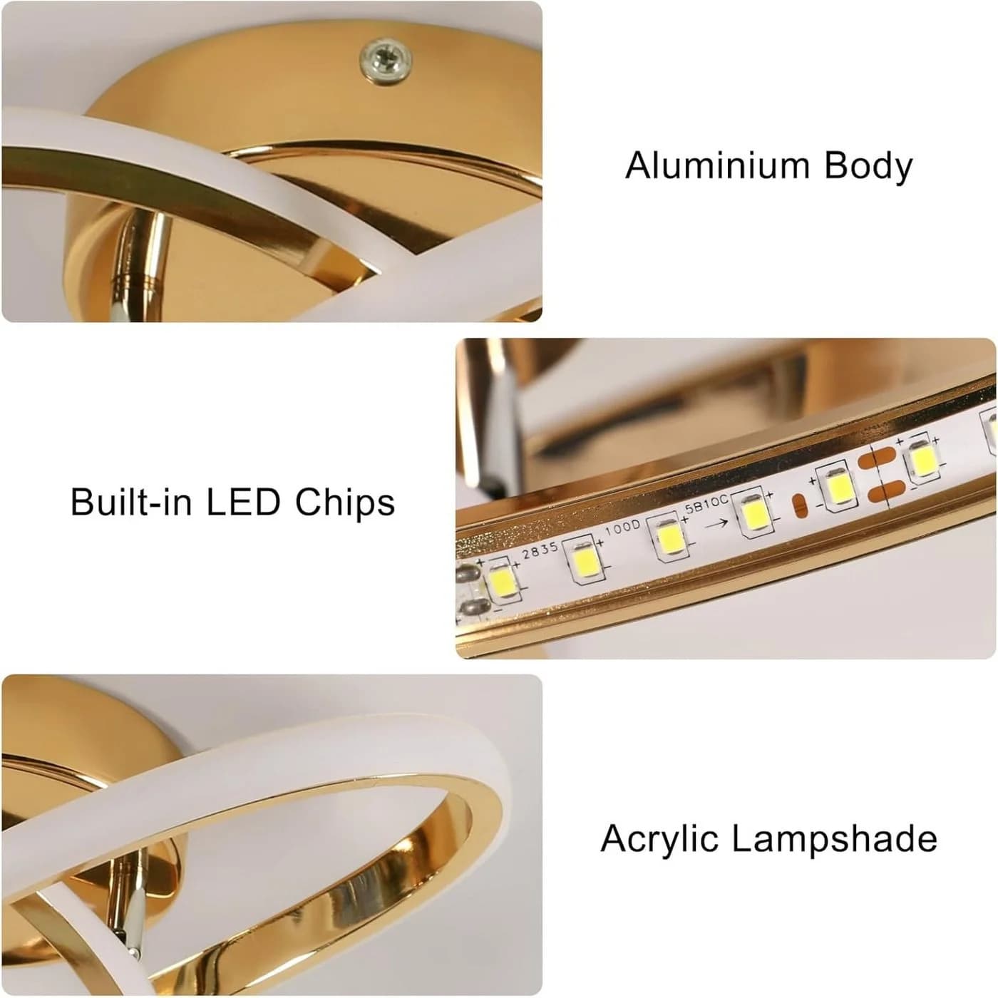 Riserva LED Deckenleuchte Kleeblatt Design Gold 30cm 30W - Bild 4