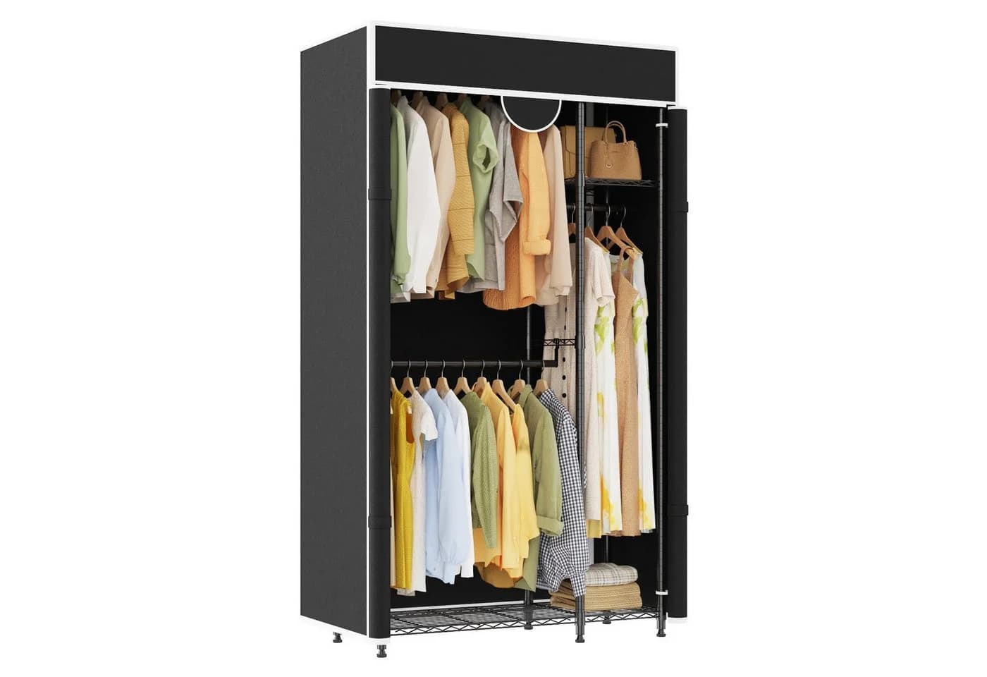 GarveeMore Kleiderschrank Kohlenstoffstahl Vlies Schwarz - Bild 2