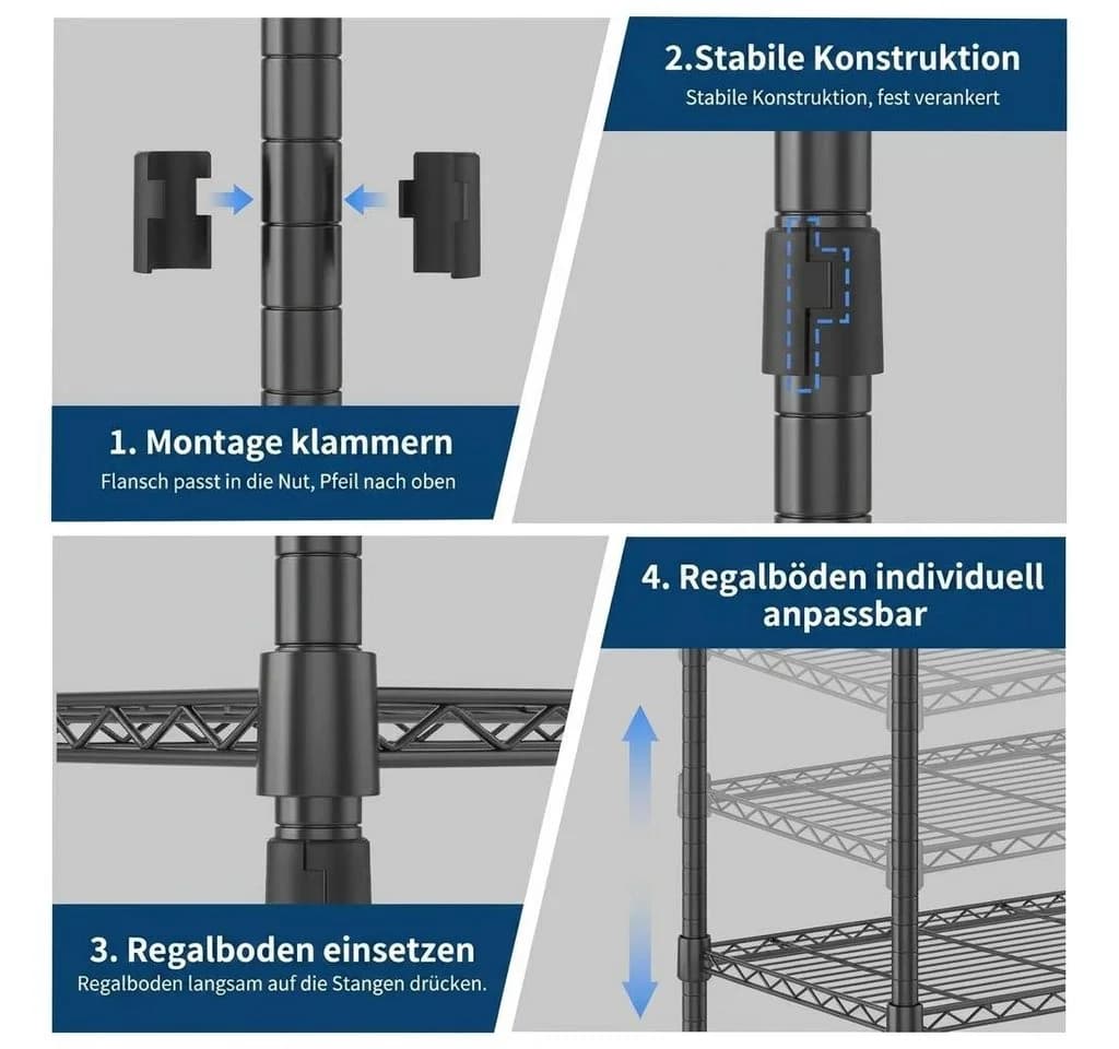 GarveeMore Kleiderschrank Kohlenstoffstahl Vlies Schwarz - Bild 3