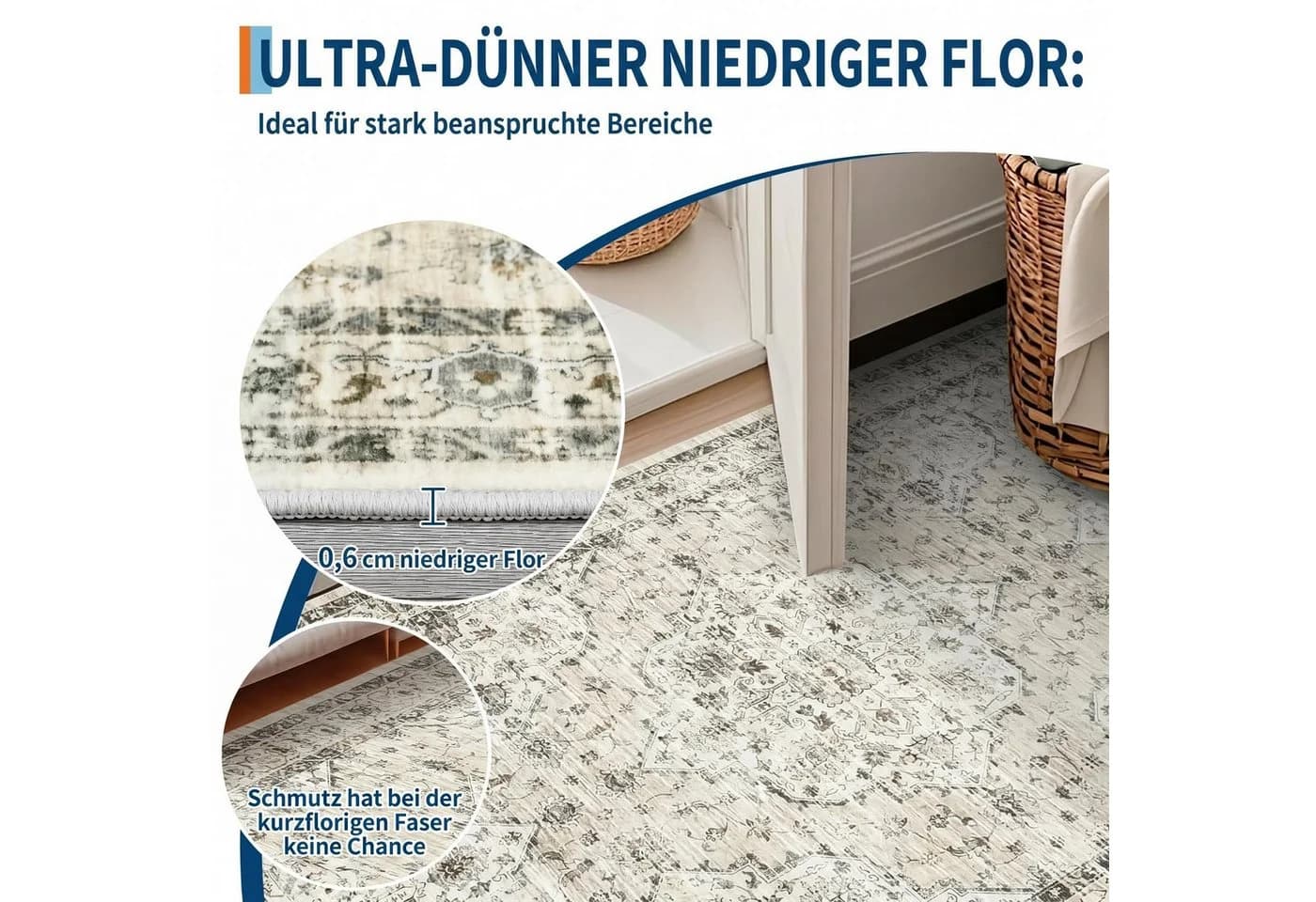 GarveeMore Faltbarer Boho-Teppich Beige/Weiß Print-Design - Bild 4