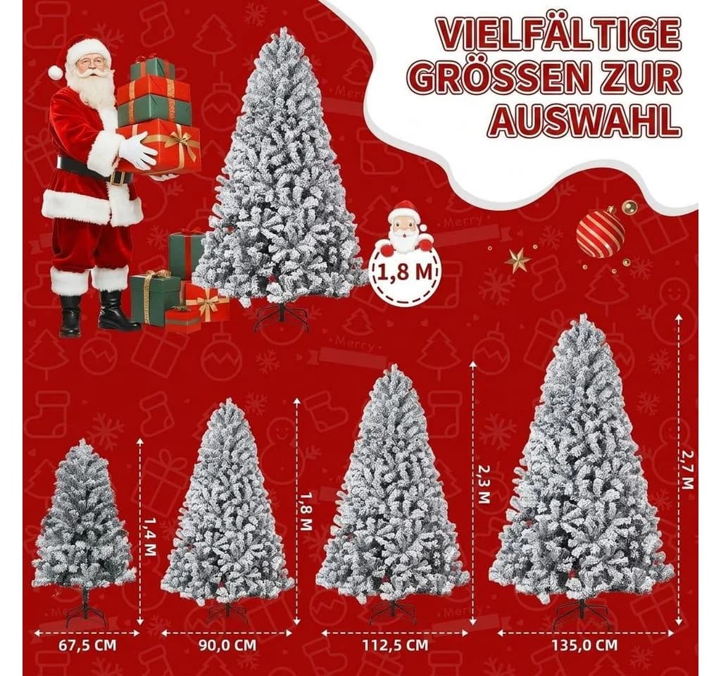 GarveeMore Künstlicher Weihnachtsbaum mit LED-Lichtern PVC Flockung - Bild 4