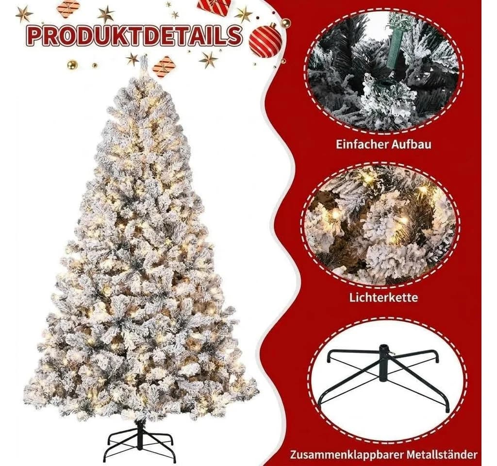 GarveeMore Künstlicher Weihnachtsbaum mit LED-Lichtern PVC Flockung - Bild 5