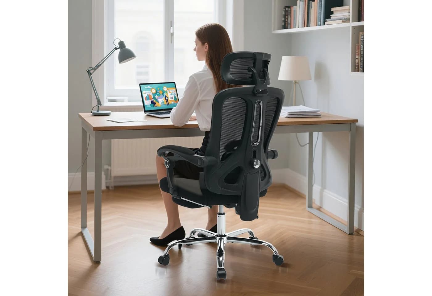 GarveeMore Bürostuhl Netzstoff Ergonomisch mit Lendenstütze - Bild 3