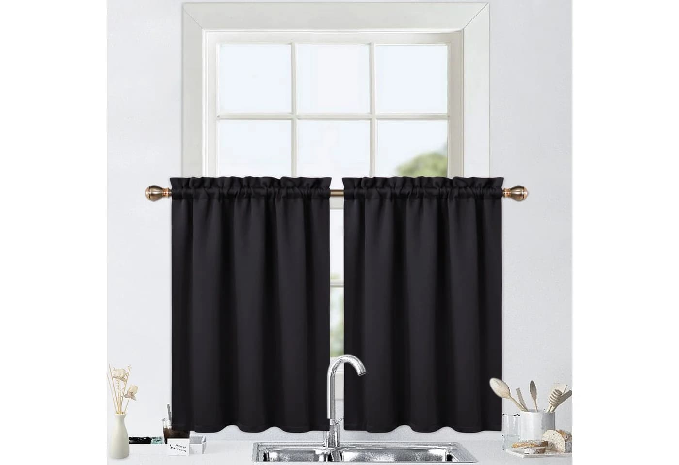 GarveeMore Verdunkelungsvorhang Schwarz 230 GSM Mikrofaser Set - Bild 3