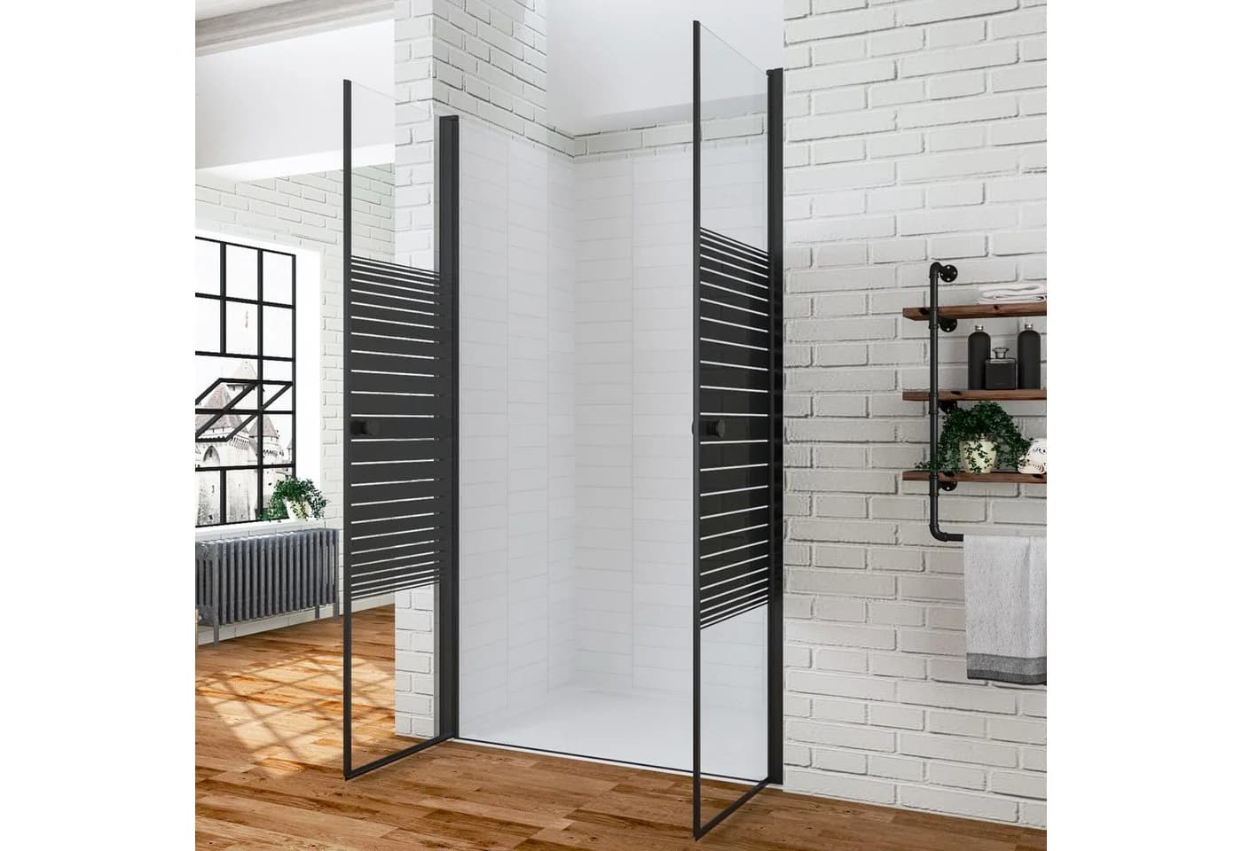 AQUALAVOS Dusch-Pendeltür 6 mm Nano-Sicherheitsglas Barrierefrei