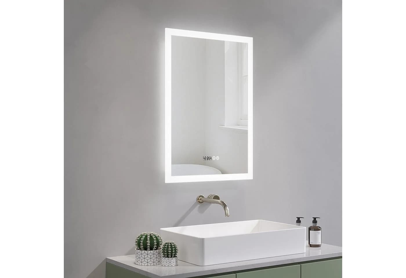 AQUALAVOS LED Badspiegel 50x70cm mit Live-Uhrzeit - Bild 2
