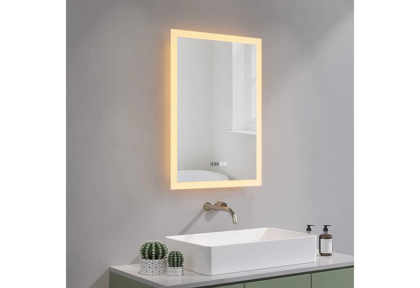 AQUALAVOS LED Badspiegel 50x70cm mit Live-Uhrzeit - Bild 3