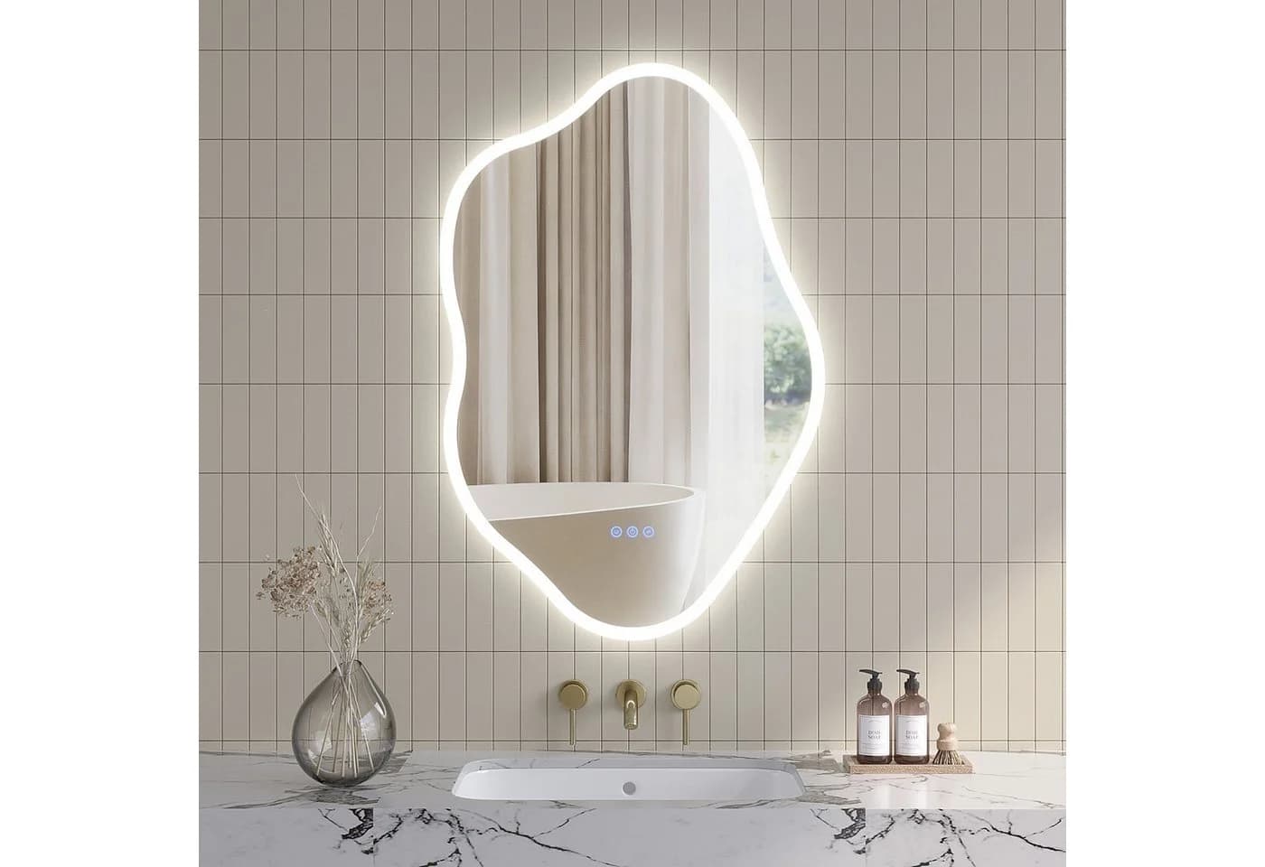 AQUALAVOS Badspiegel mit Beleuchtung Asymmetrisch - Bild 5