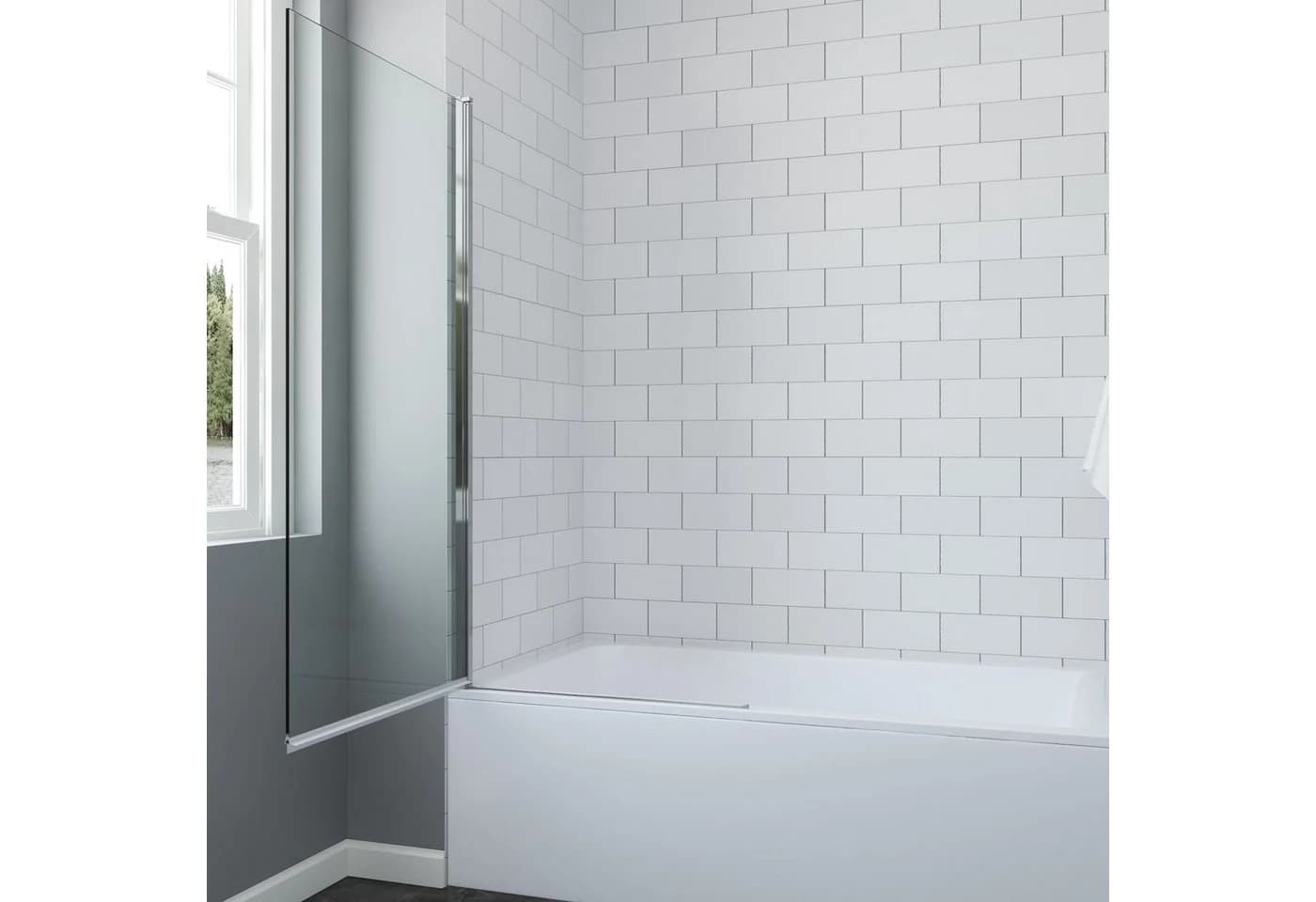 AQUALAVOS Badewannenaufsatz 80 cm ESG Glas links
