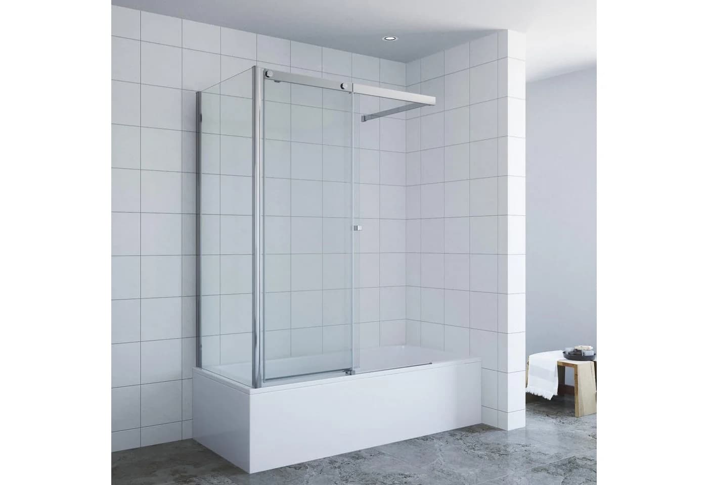 AQUALAVOS Badewannenaufsatz Duschabtrennung Eck Schiebetür 110x70x150cm