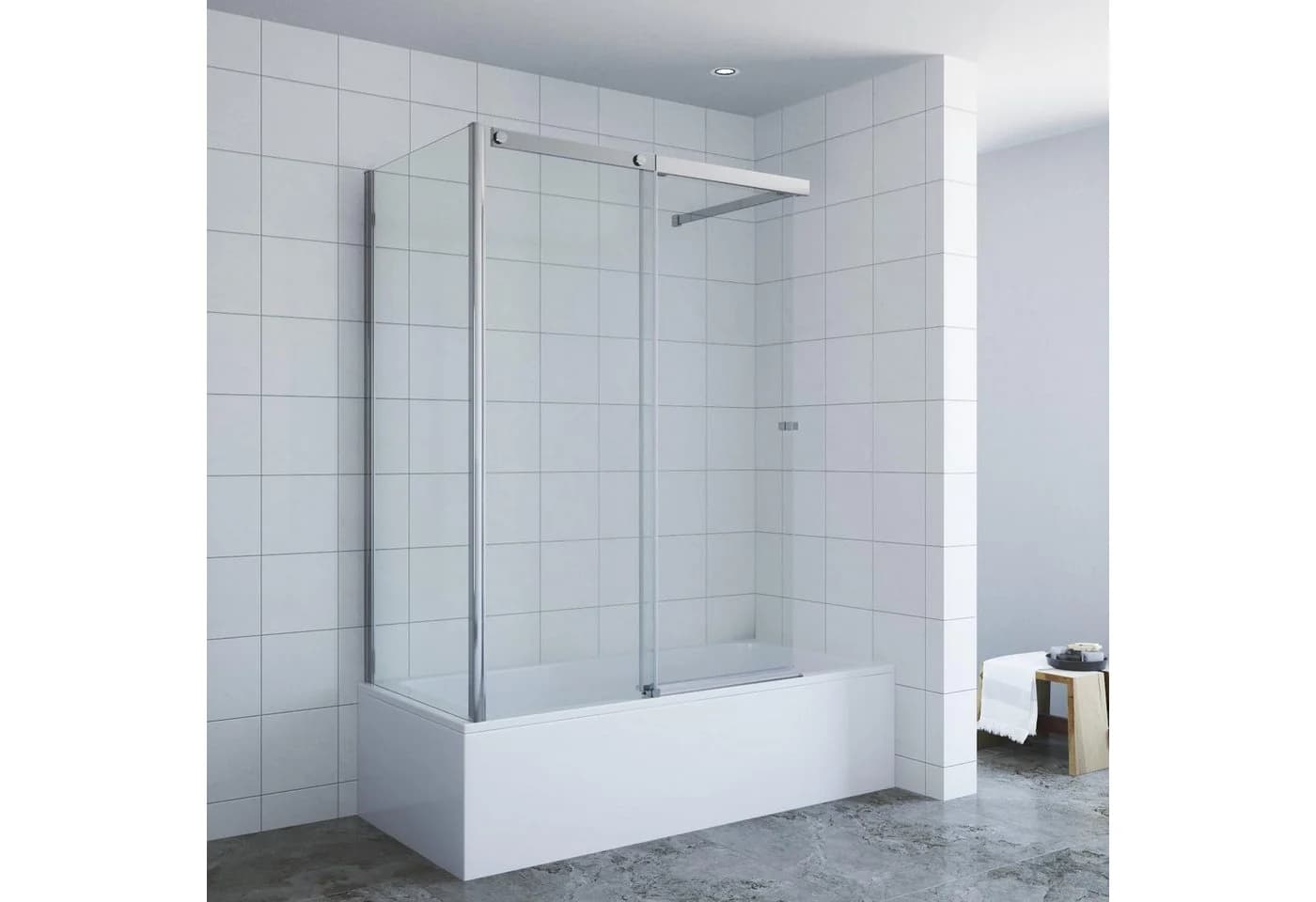 AQUALAVOS Badewannenaufsatz Duschabtrennung Eck Schiebetür 110x70x150cm - Bild 2