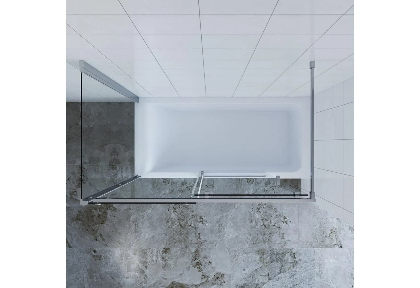 AQUALAVOS Badewannenaufsatz Duschabtrennung Eck Schiebetür 110x70x150cm - Bild 3