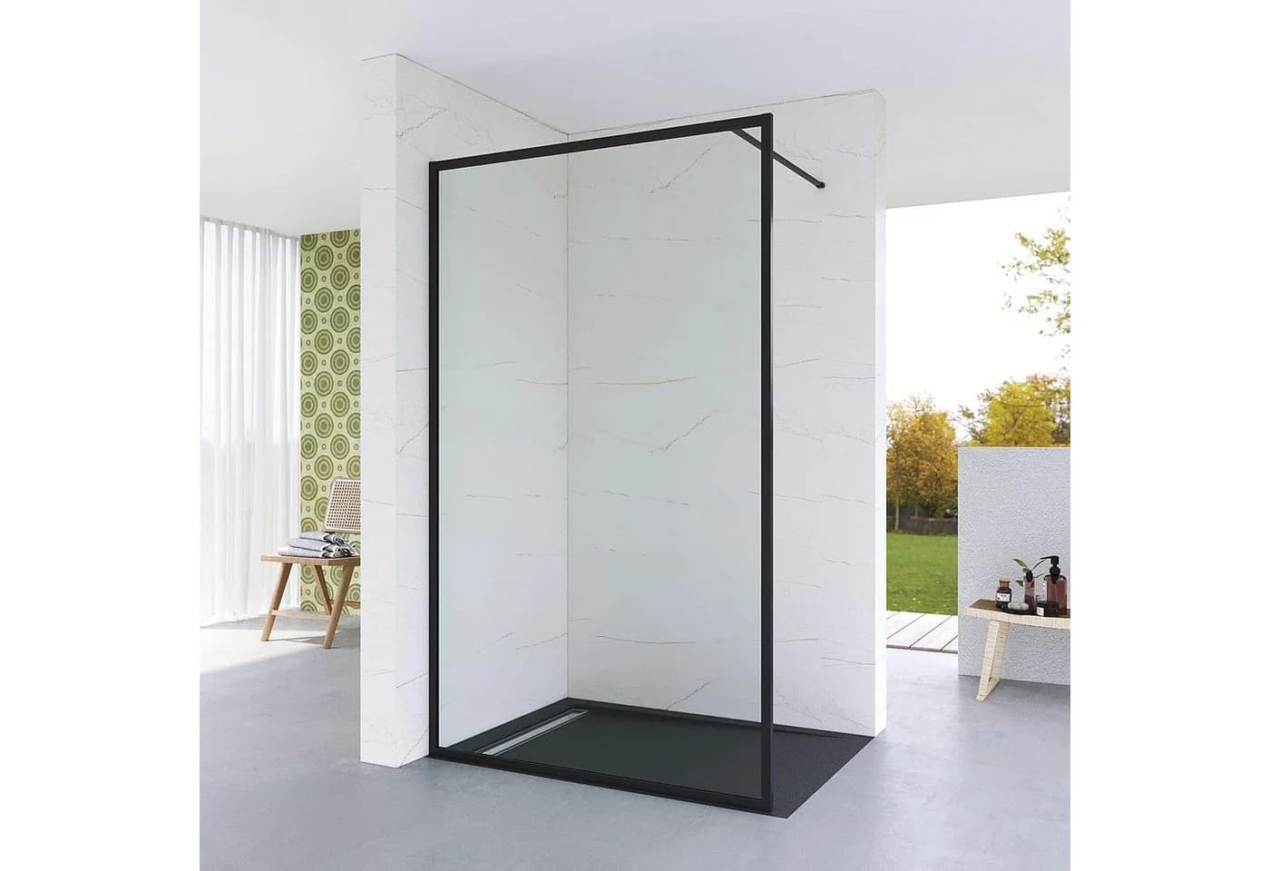 AQUALAVOS Walk-in-Dusche Vollrahmen schwarz-matt 79x195cm - Bild 2
