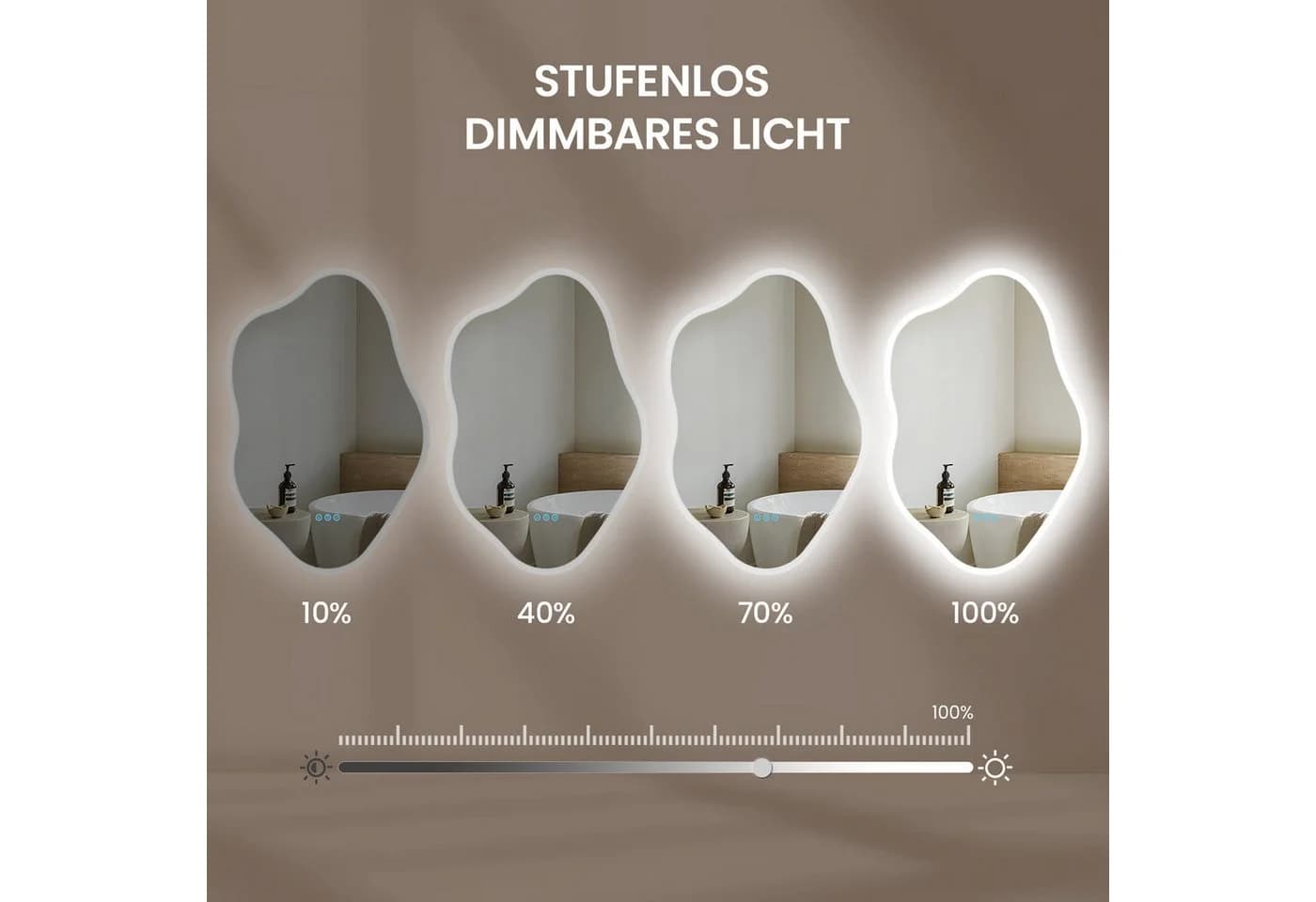 AQUALAVOS Badspiegel mit Beleuchtung Asymmetrisch Anti-Beschlag - Bild 5