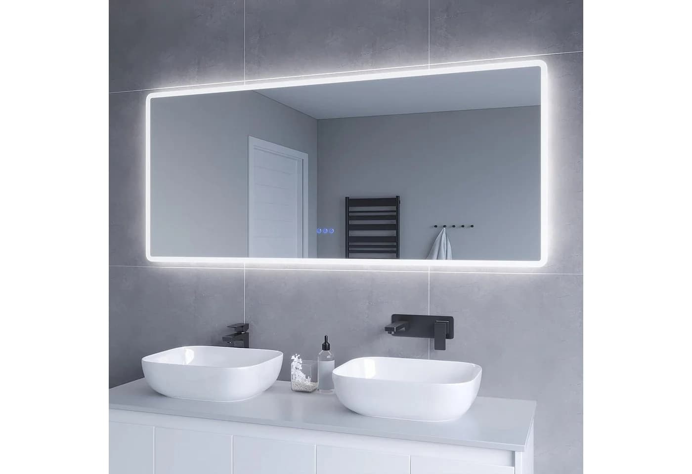 AQUALAVOS Badspiegel mit LED-Beleuchtung, Dimmbar, Anti-Fog, Touch-Steuerung - Bild 2