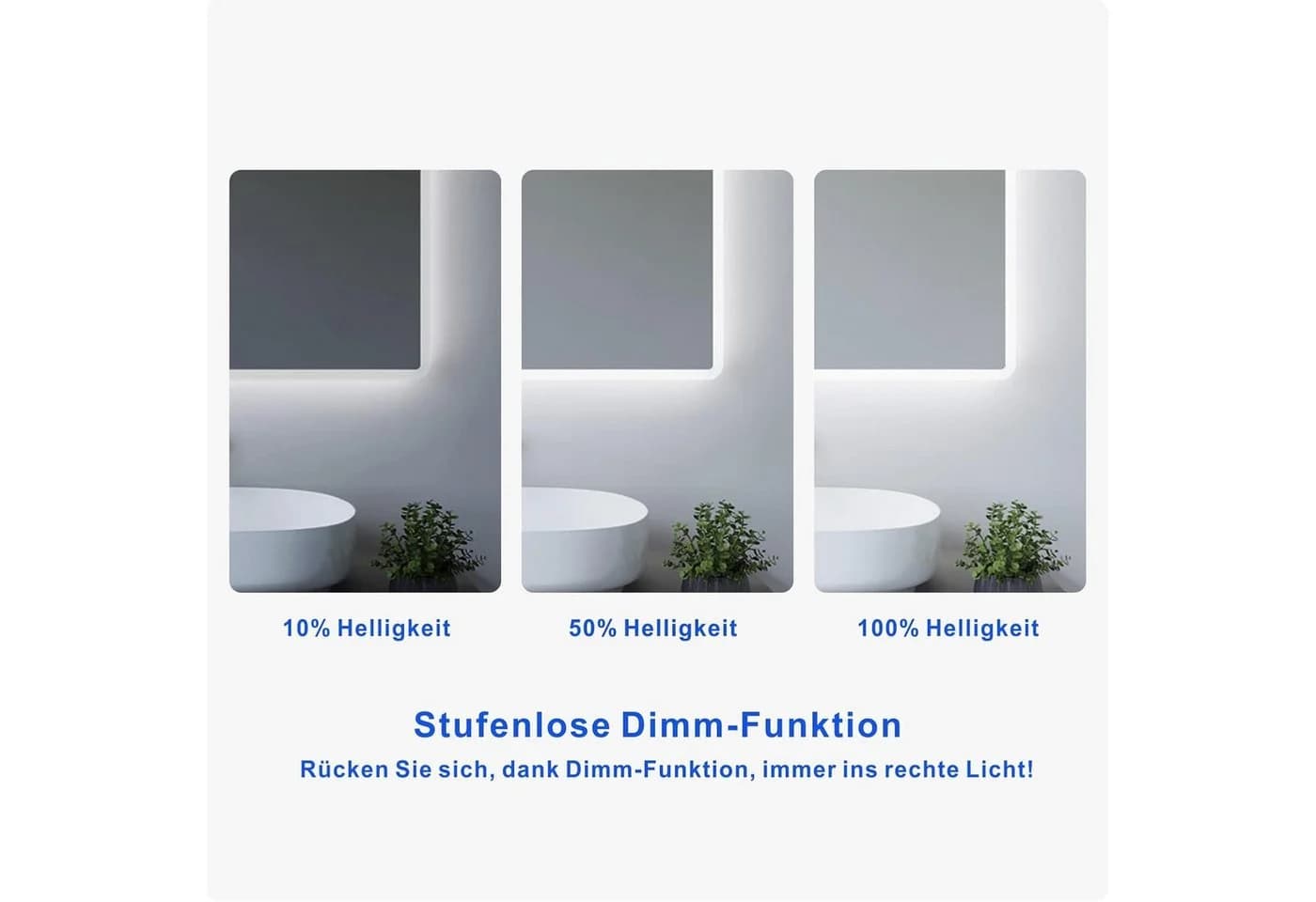 AQUALAVOS Badspiegel mit LED-Beleuchtung, Dimmbar, Anti-Fog, Touch-Steuerung - Bild 3