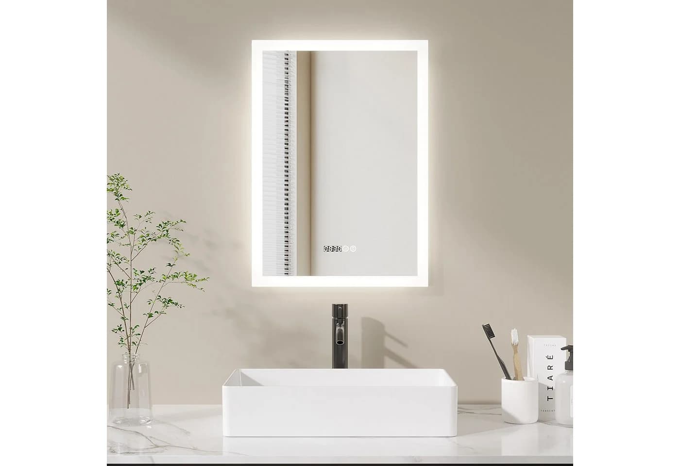 AQUALAVOS LED-Badspiegel 50x70 cm mit Touchsensor und Antibeschlag - Bild 2