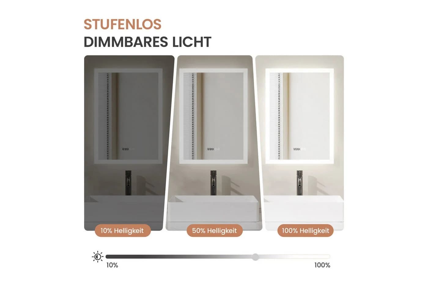 AQUALAVOS LED-Badspiegel 50x70 cm mit Touchsensor und Antibeschlag - Bild 3