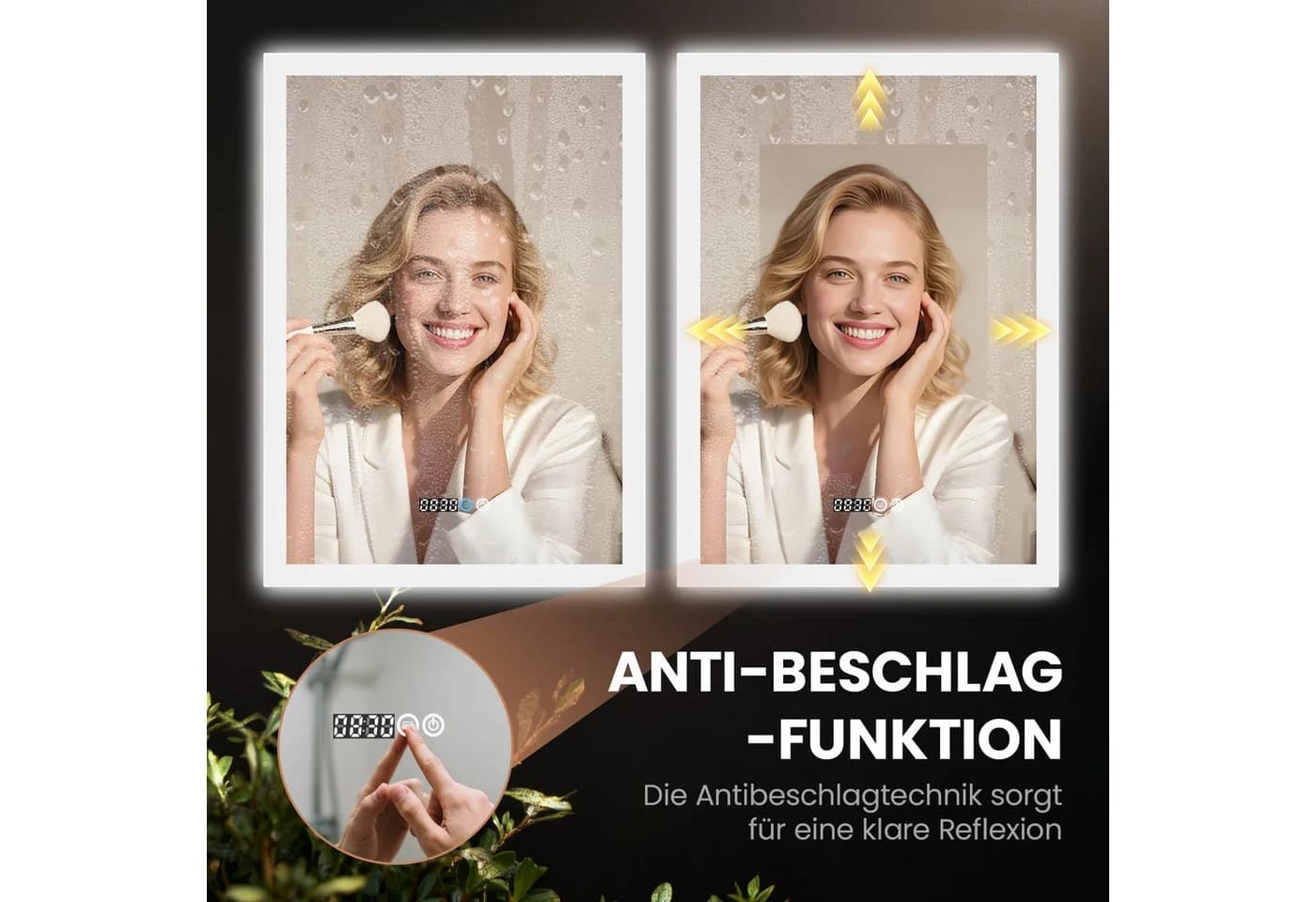 AQUALAVOS LED-Badspiegel 50x70 cm mit Touchsensor und Antibeschlag - Bild 4