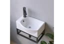 AQUALAVOS Hängewaschbecken Weiß Keramik Eckig-Oval Bild 2