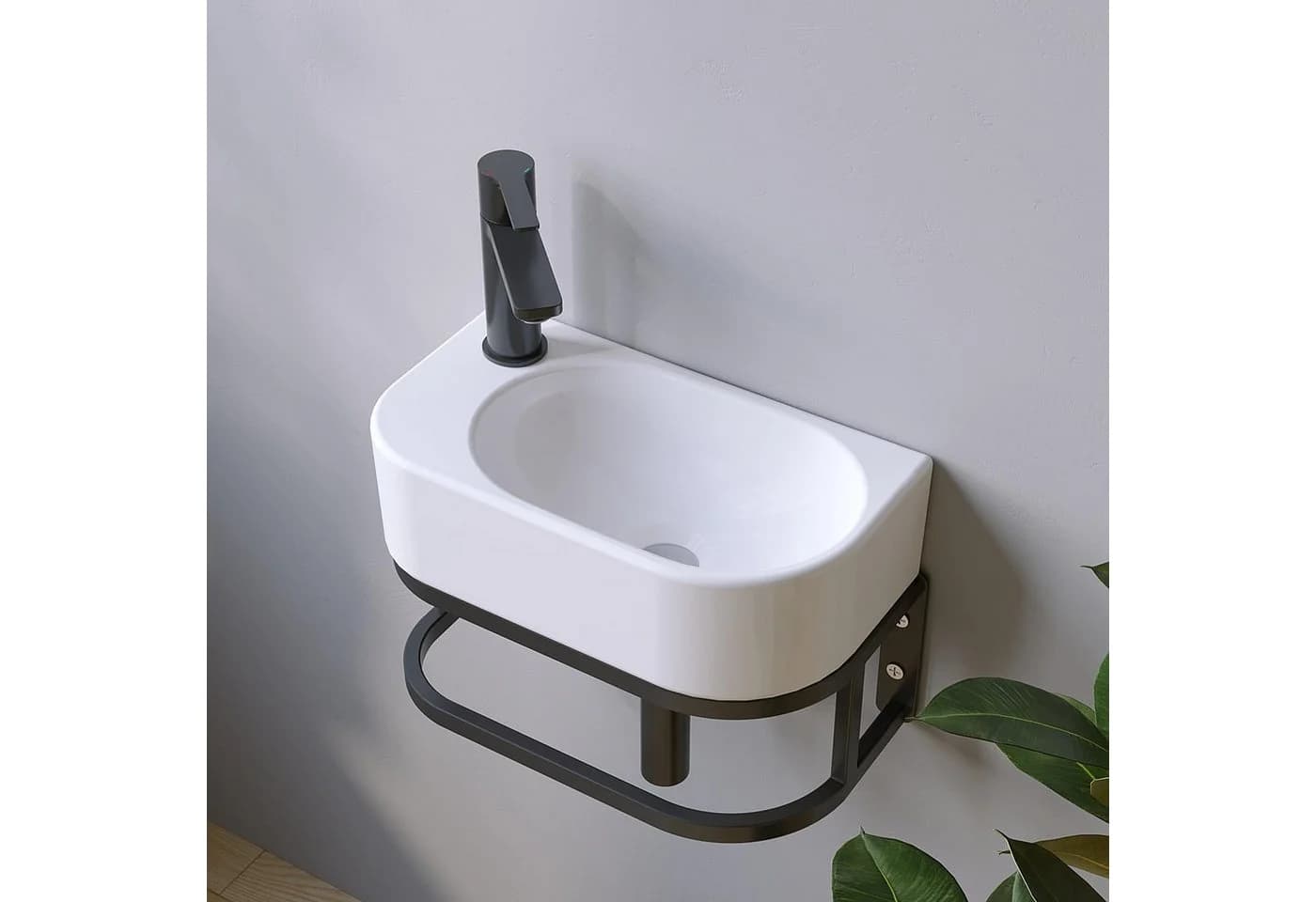 AQUALAVOS Mini-Waschbecken 40x21,5 cm Weiß Keramik Hochglanz - Bild 2