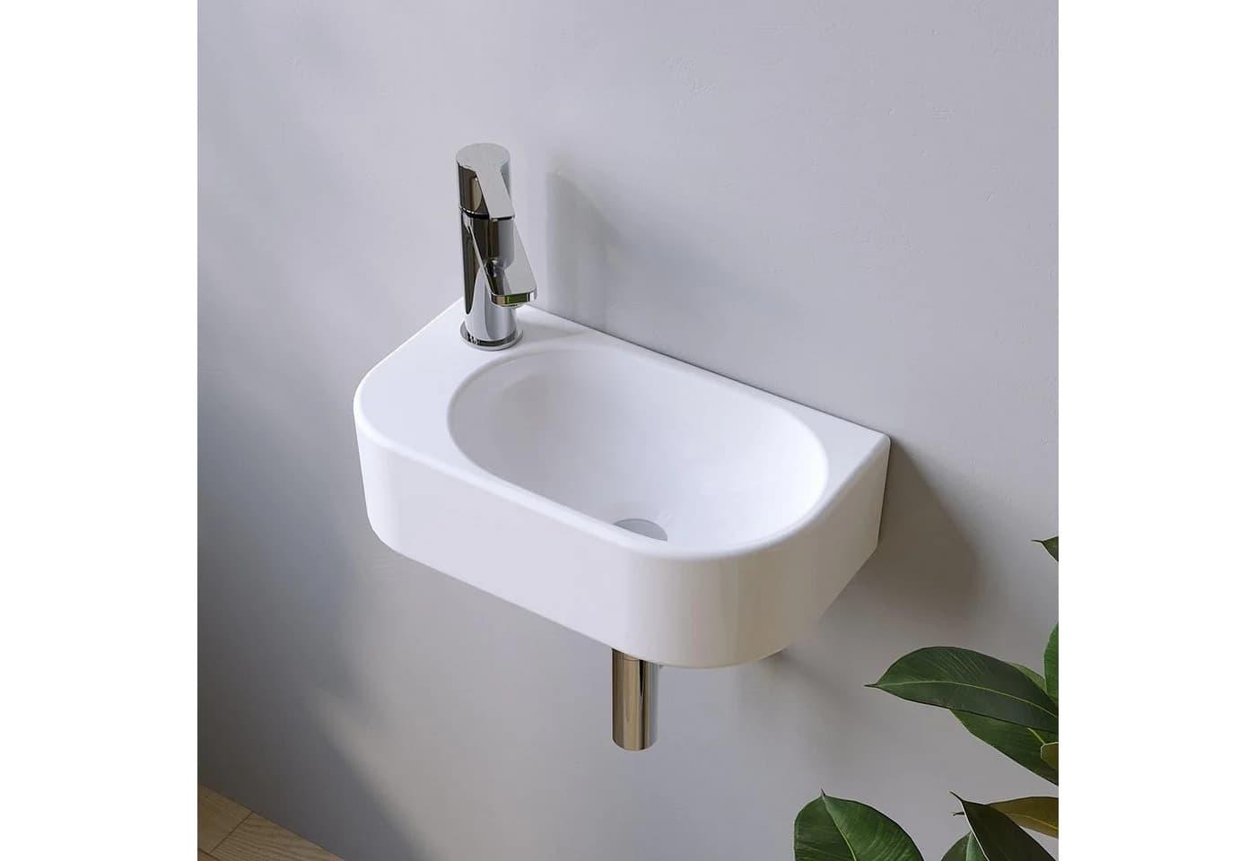AQUALAVOS Mini-Waschbecken 40x21,5 cm Weiß Keramik Hochglanz - Bild 3