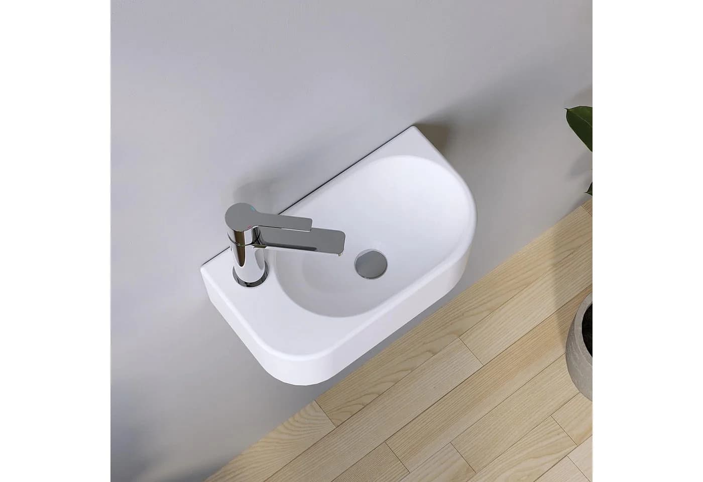 AQUALAVOS Mini-Waschbecken 40x21,5 cm Weiß Keramik Hochglanz - Bild 4