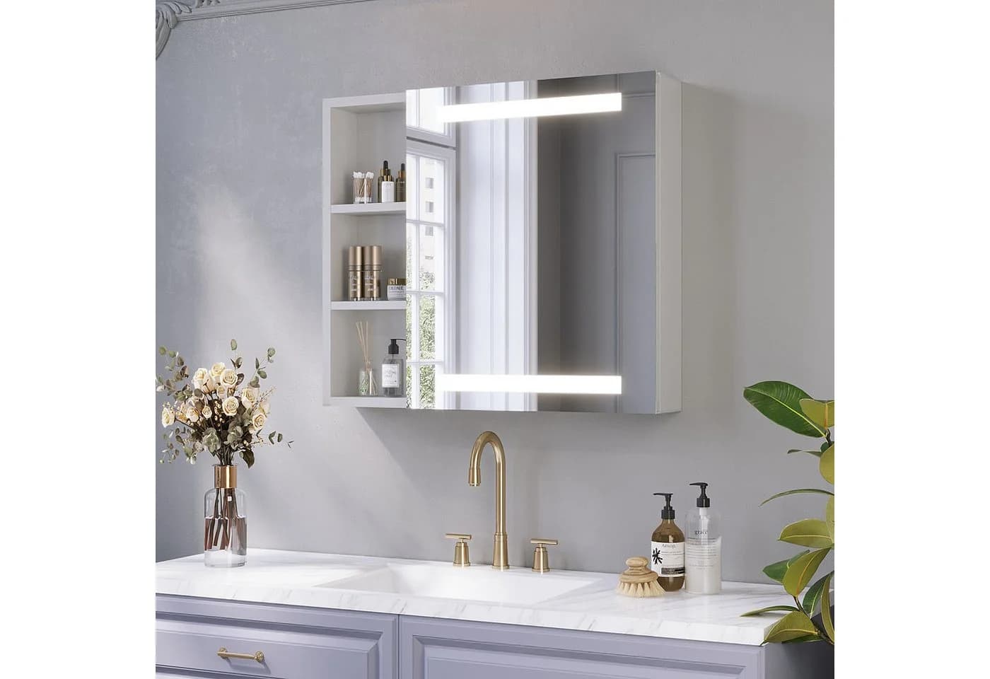 AQUALAVOS Badezimmerspiegelschrank LED IP44 mit Sensor