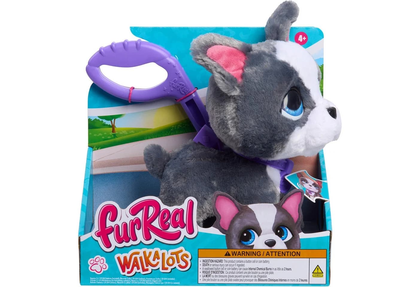 Just Play furReal Walk-a-Lots French Bulldog Grau-Weiß - Bild 3