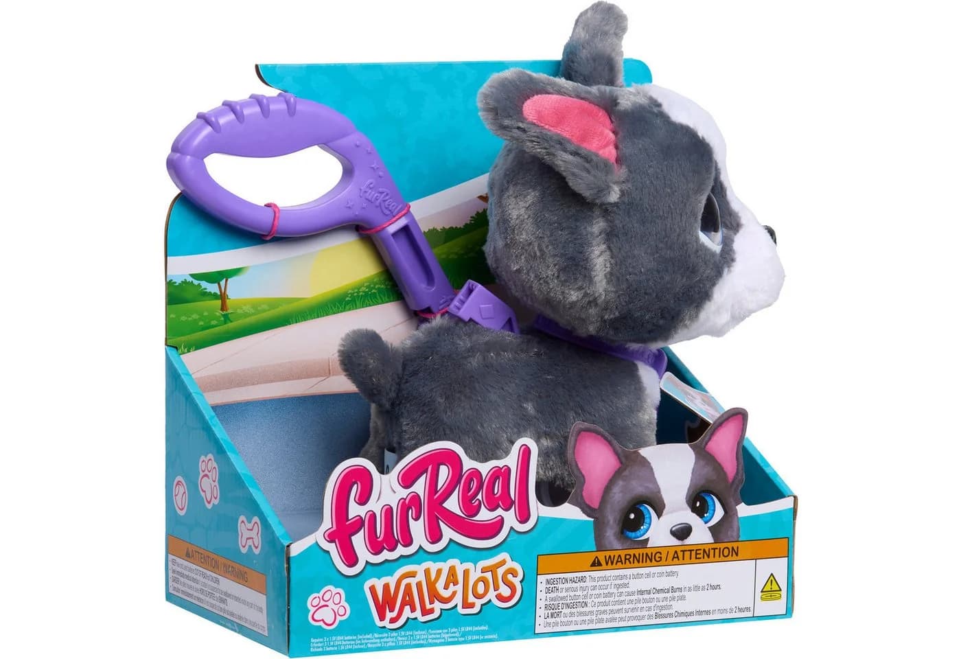 Just Play furReal Walk-a-Lots French Bulldog Grau-Weiß - Bild 4
