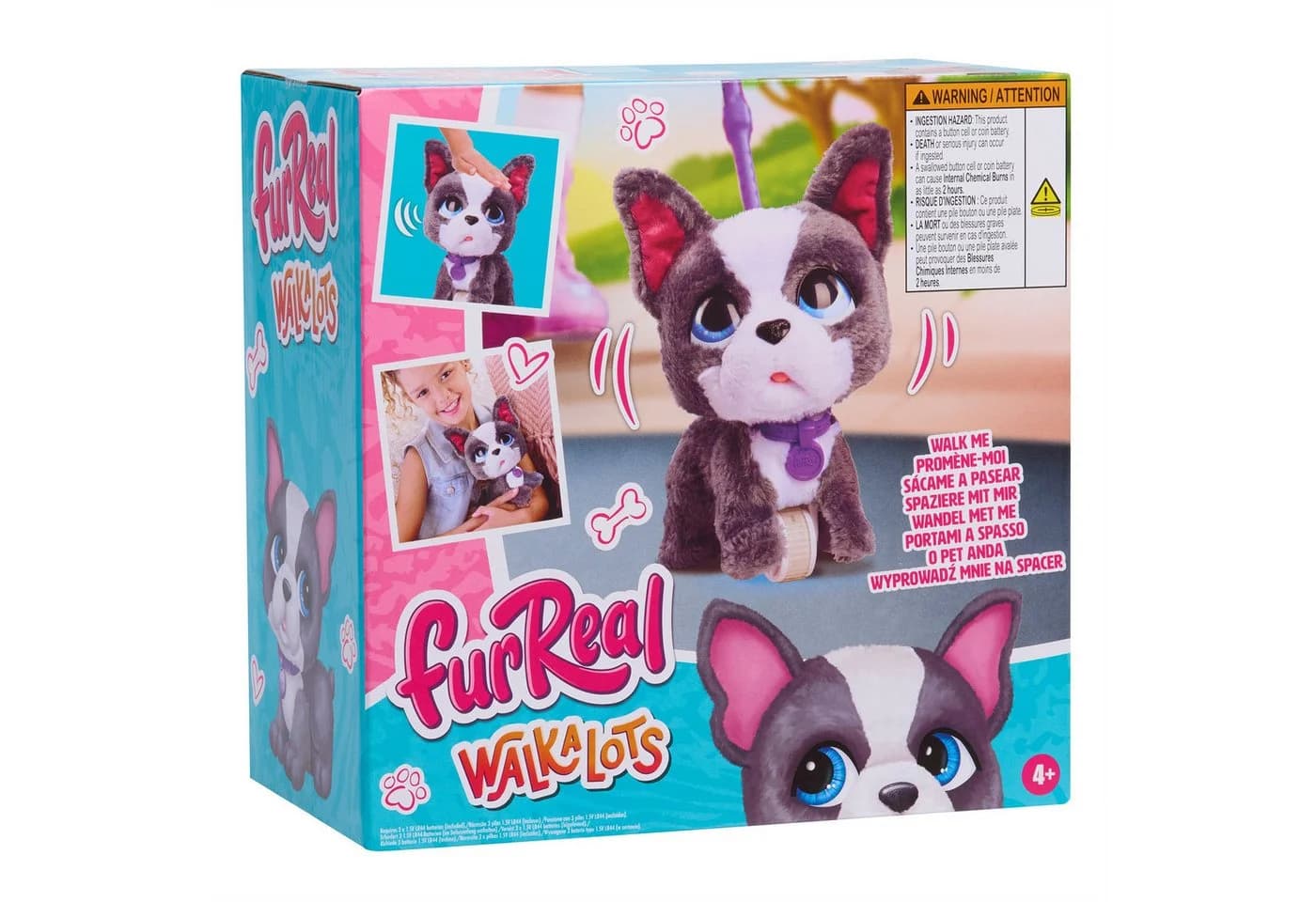 Just Play furReal Walk-a-Lots French Bulldog Grau-Weiß - Bild 5