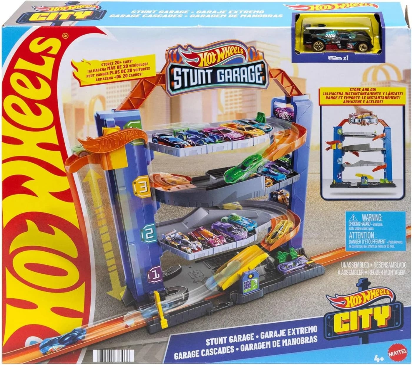Hot Wheels City Stunt Garage-Spielset mit Aufzug und Stunts - Bild 2