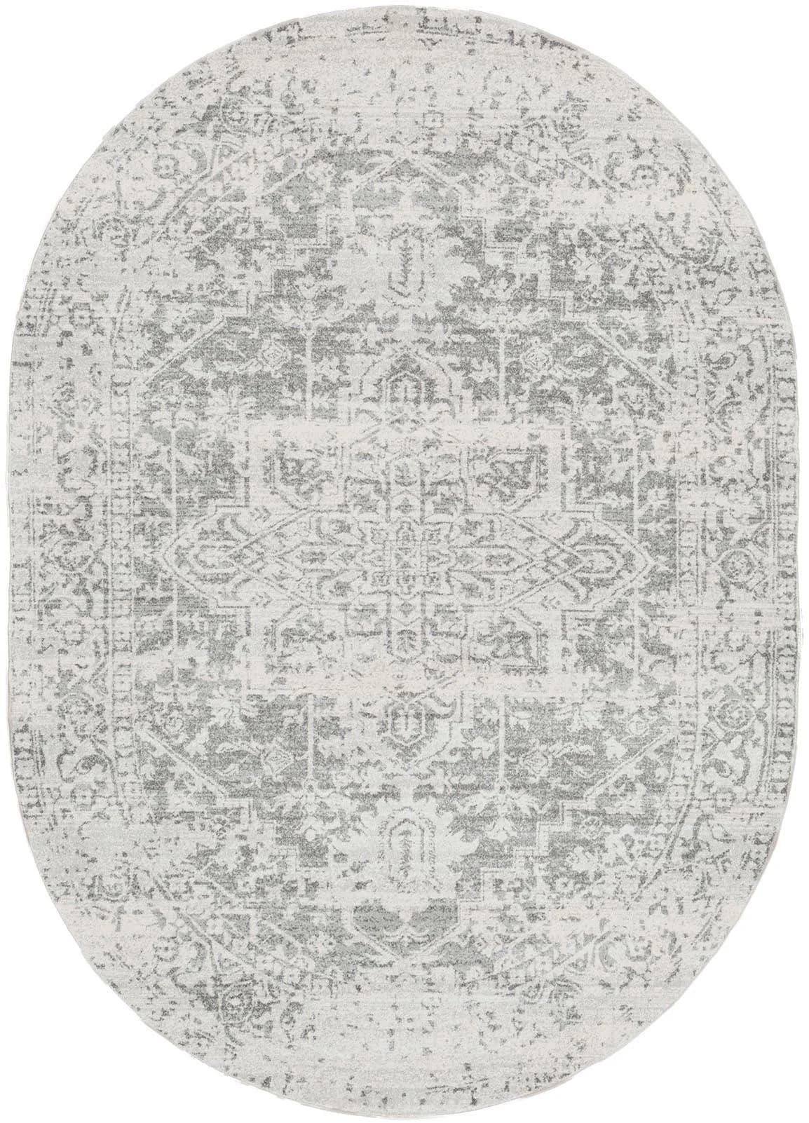 Livabliss Teppich SYRACUSA Oval 275x200 cm Grau Kurzflor