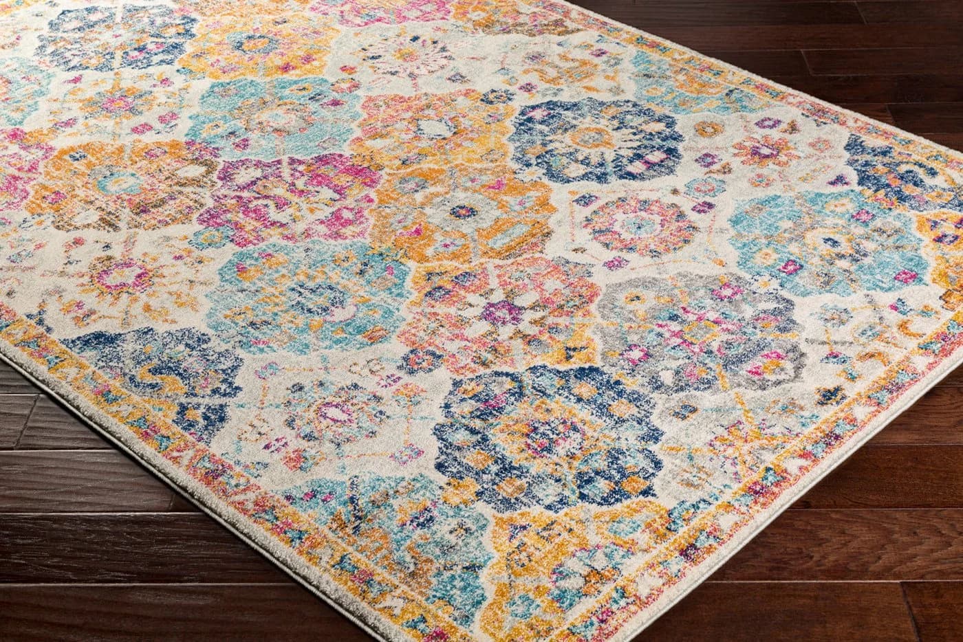 Livabliss Teppich CUZCO rund 11 mm Vintage Orientteppich Kurzflor Boho Wohnzimmerteppich