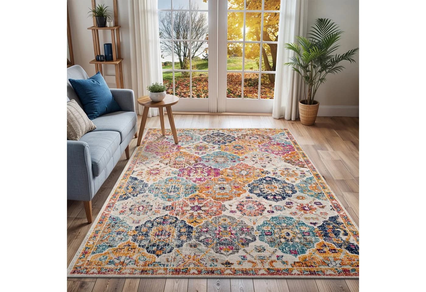Livabliss Teppich CUZCO, Rechteckig, 7 mm Höhe, Vintage Orientteppich, Kurzflor Boho Wohnzimmerteppich, Läufer