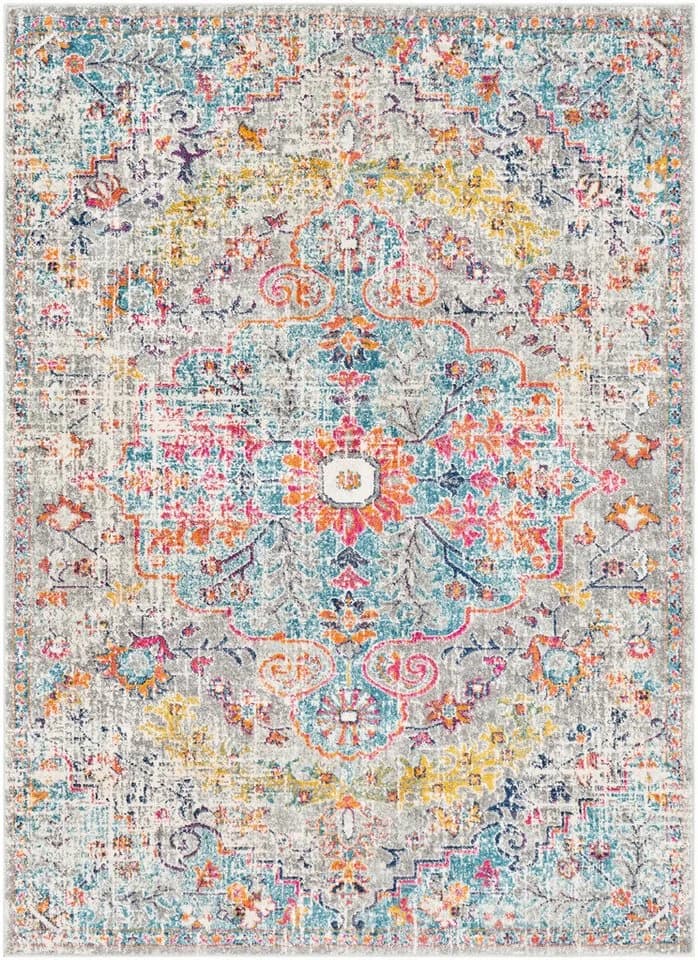 Livabliss Teppich MUNICH Rechteckig 80x150 cm Vintage Orientteppich Kurzflor Boho Wohnzimmerteppich Läufer
