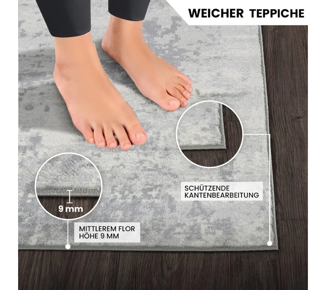 Livabliss Teppich DALI Rechteckig Marmor Optik Kurzflor Wohnzimmerteppich - Bild 3