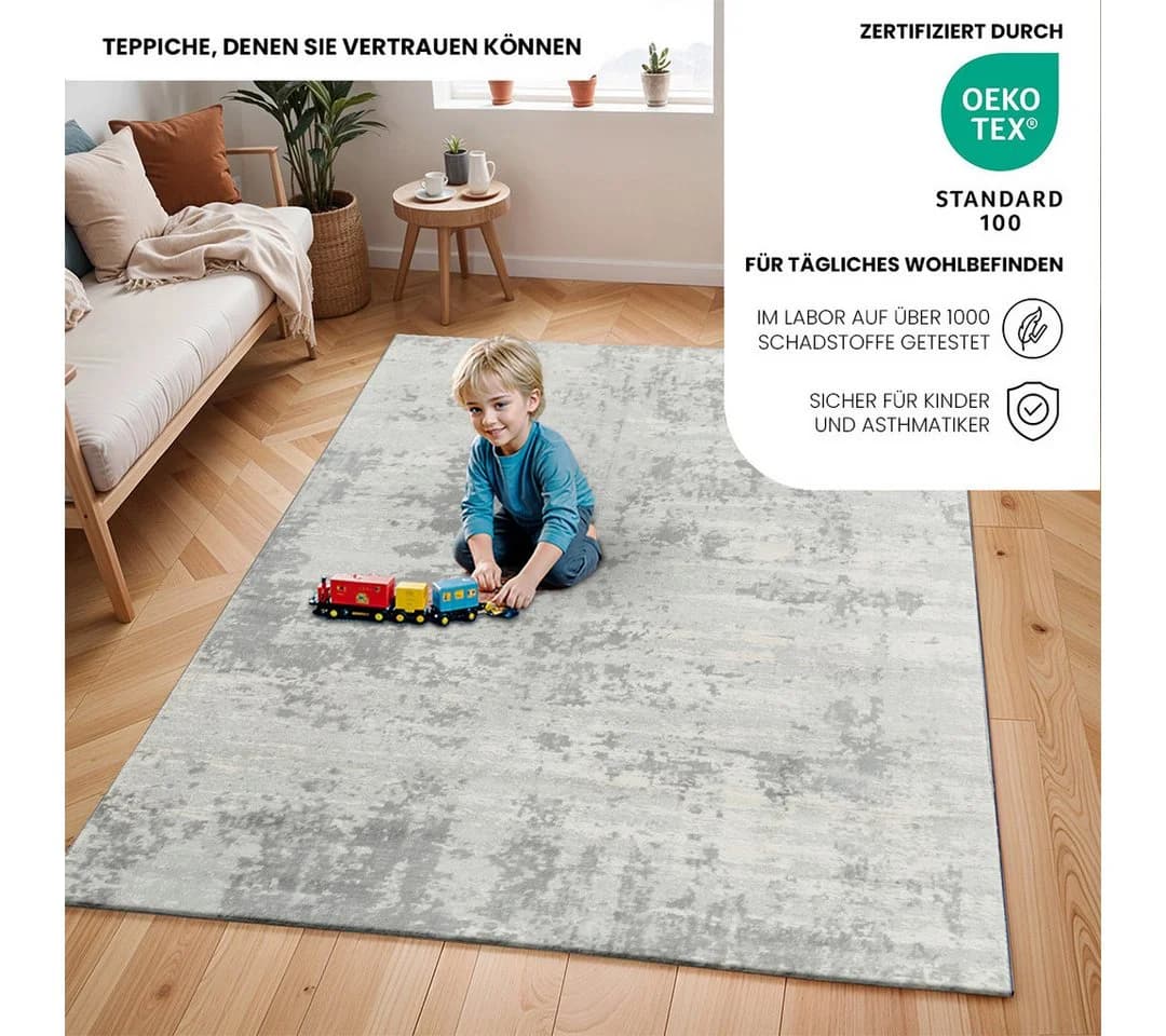 Livabliss Teppich DALI Rechteckig Marmor Optik Kurzflor Wohnzimmerteppich - Bild 5