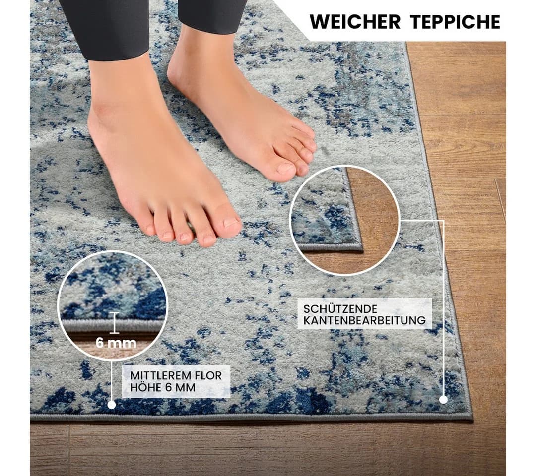 Livabliss Teppich DUNKIRK Marmor-Optik 80x150 cm - Bild 3
